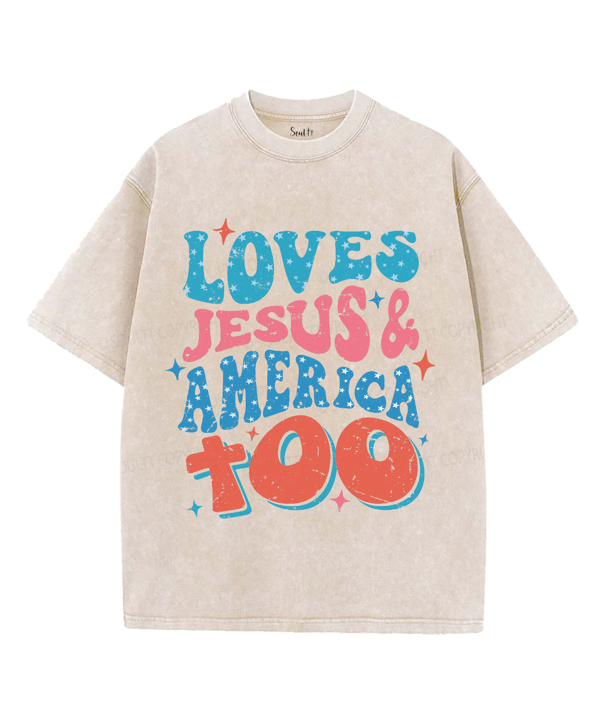 Loves Jesus & America Too Unisex Washed Christian T-shirt Hoodie, Sweatshirt | CiraTrend.com (Image 4)