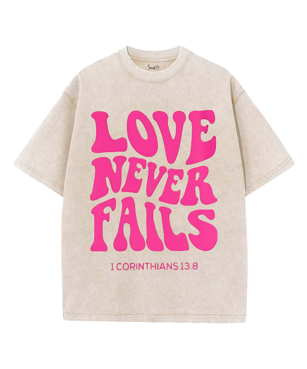 Love Never Fails Unisex Washed Christian T-shirt Hoodie, Sweatshirt | CiraTrend.com (Image 2)