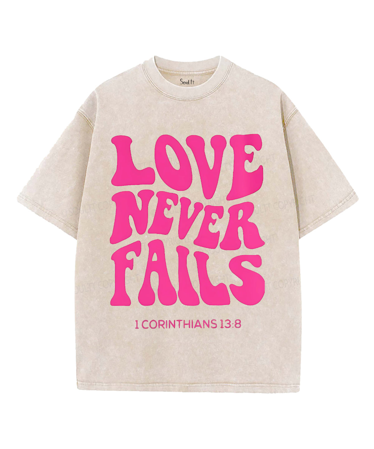 Love Never Fails Unisex Washed Christian T-shirt Hoodie, Sweatshirt | CiraTrend.com (Image 2)