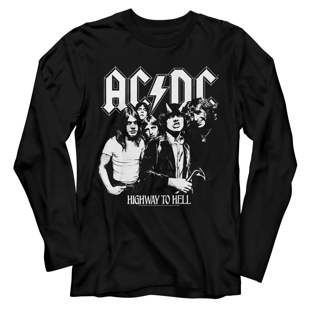 AC/DC - AC/DC BW Highway Photo Long Sleeve Boyfriend Tee