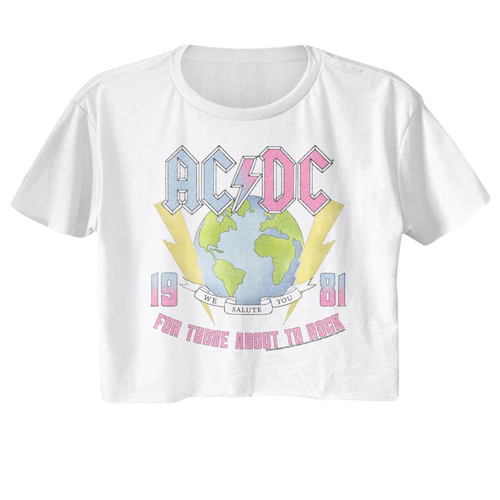 AC/DC - AC/DC Earth For Those About To Rock Womens Crop Tee