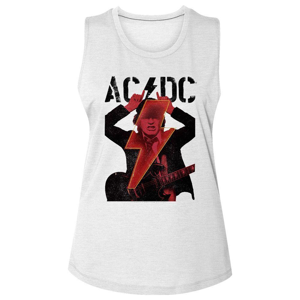 AC/DC - Angus Horns & Bolt Womens Slub T-Shirt