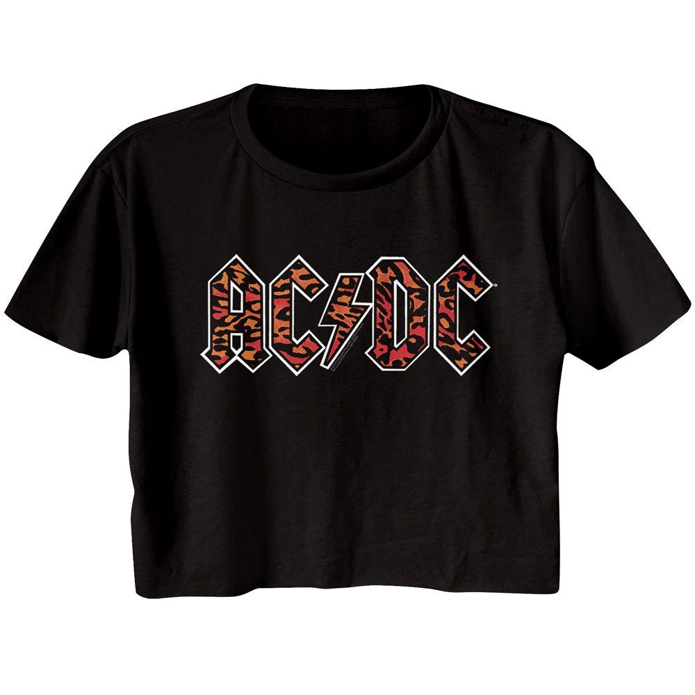 AC/DC - Leopard Print Womens Crop Tee