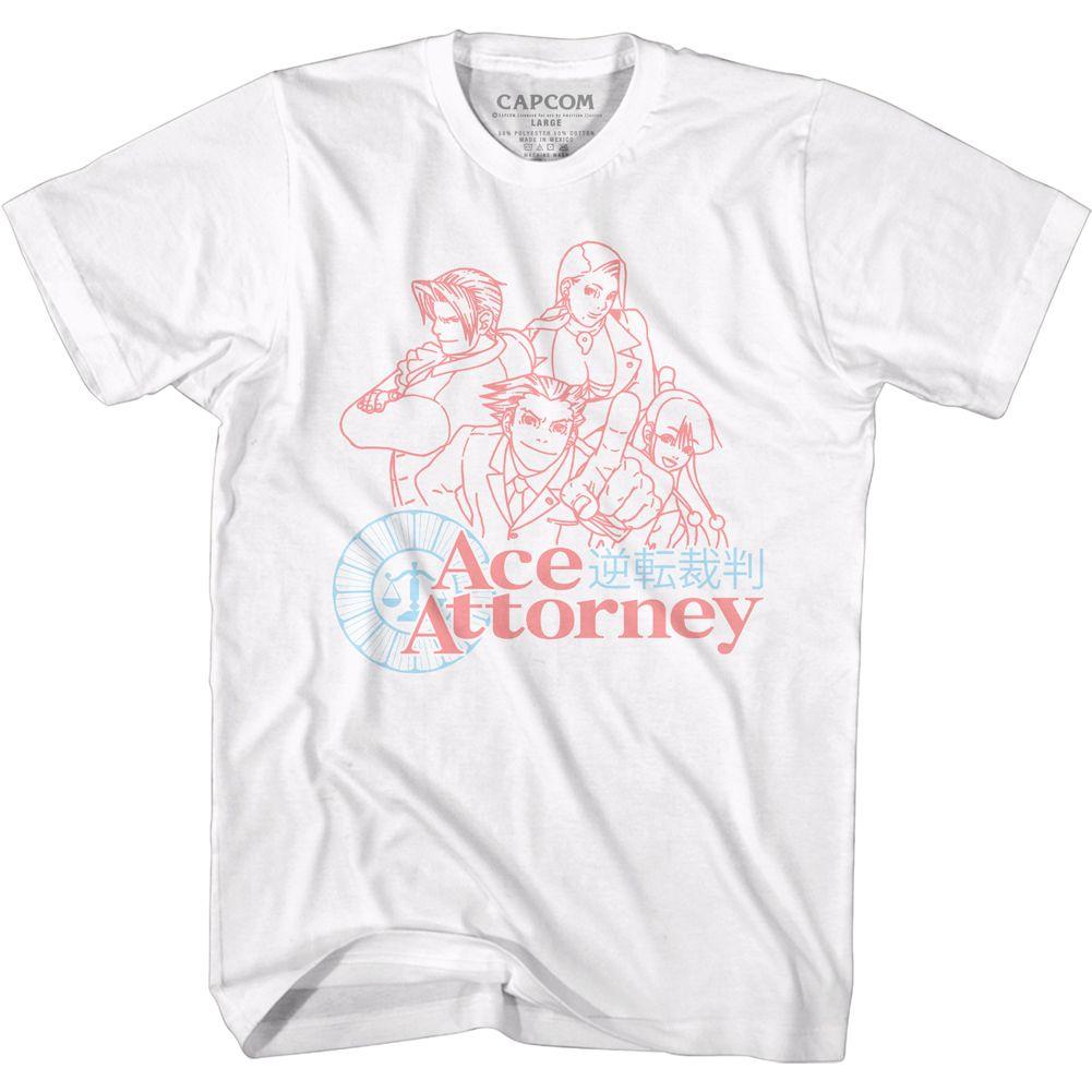 Ace Attorney Faded Red And Blue T-Shirt