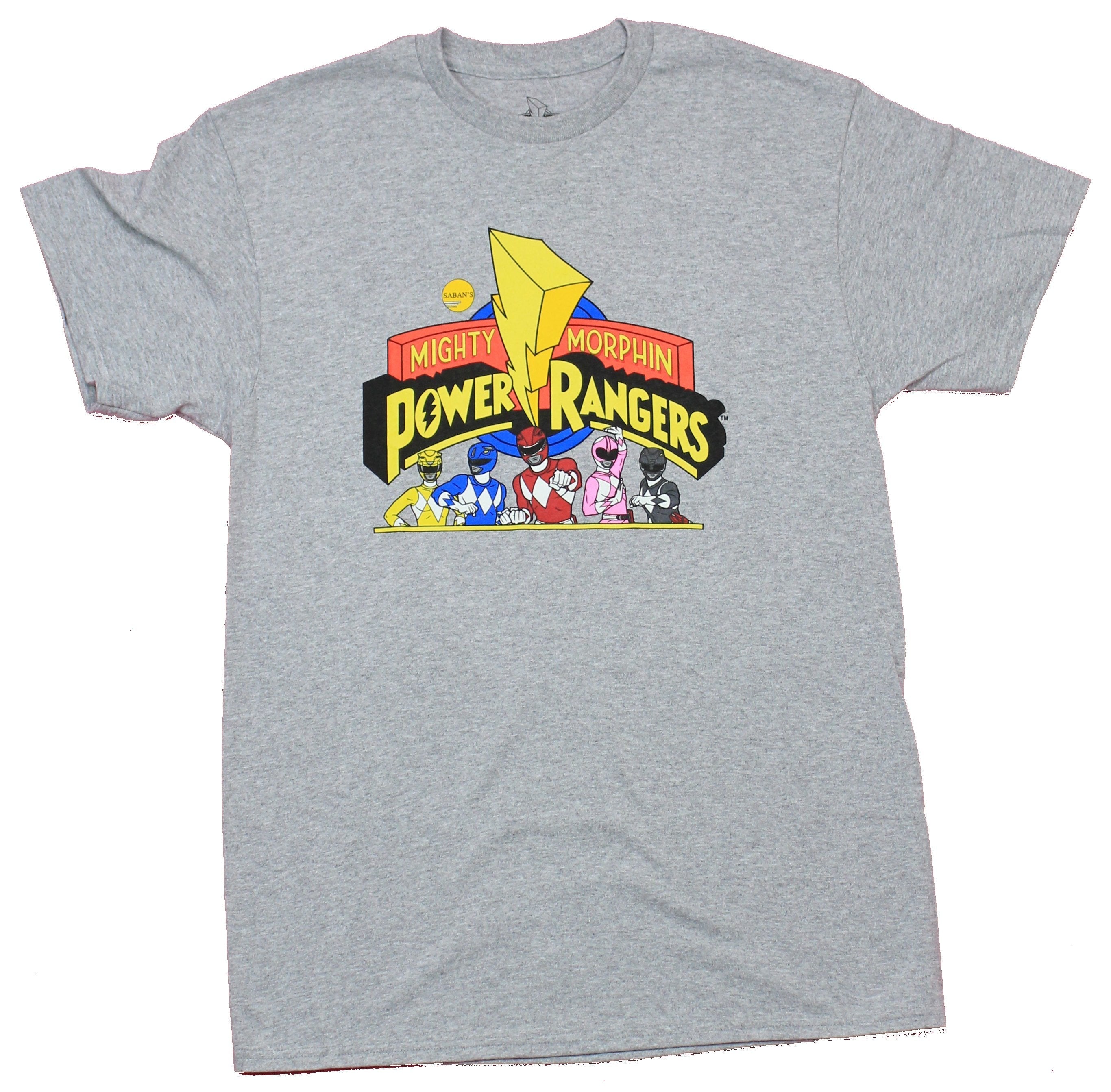 Mighty Morphin Power Rangers  Mens T-Shirt - 5 comic Style Rangers Under Logo Hoodie, Sweatshirt | CiraTrend.com