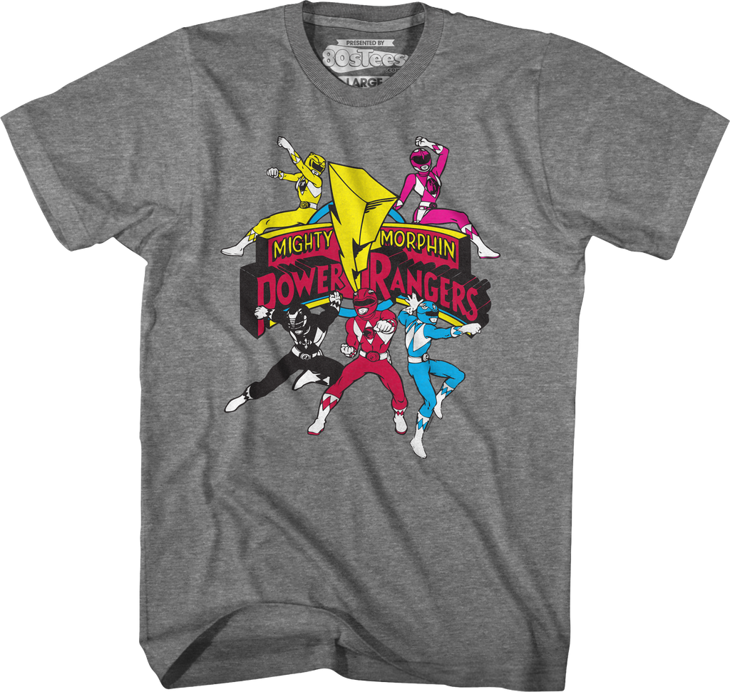 Action Poses Mighty Morphin Power Rangers T-Shirt Hoodie, Sweatshirt | CiraTrend.com (Image 1)
