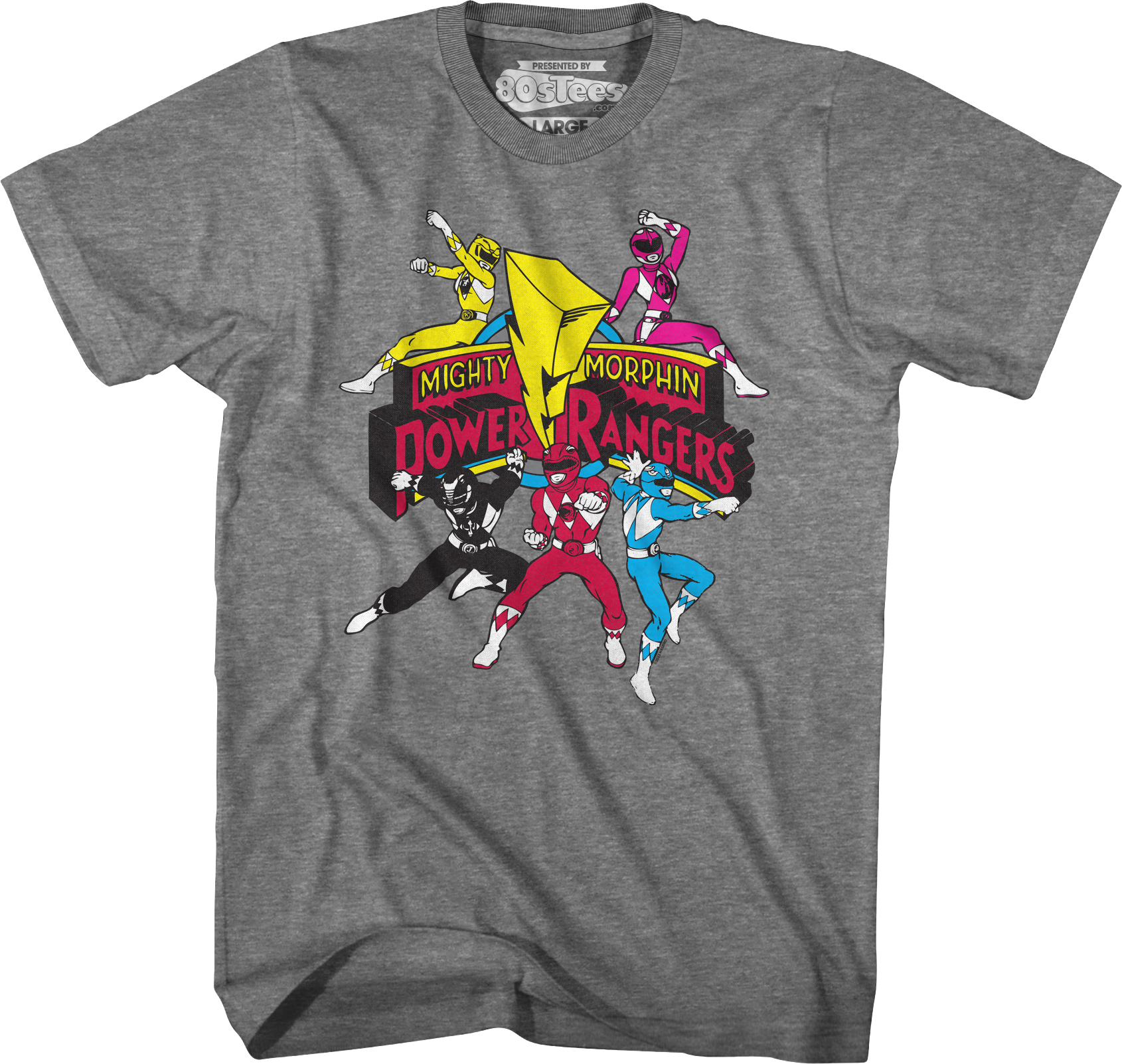 Action Poses Mighty Morphin Power Rangers T-Shirt Hoodie, Sweatshirt | CiraTrend.com (Image 1)