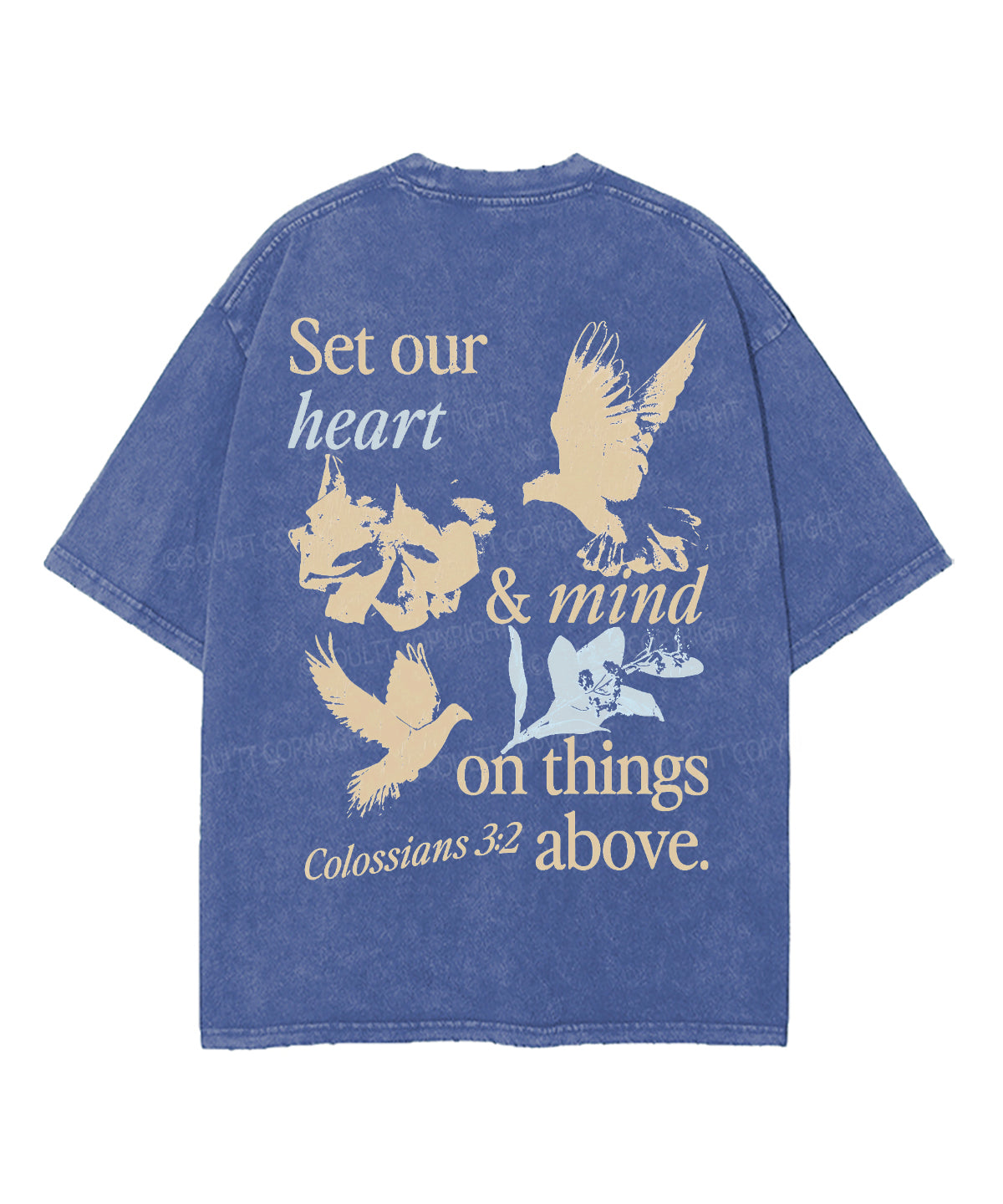 Set Our Heart Double Sided Unisex Washed Christian T-shirt Hoodie, Sweatshirt | CiraTrend.com (Image 2)