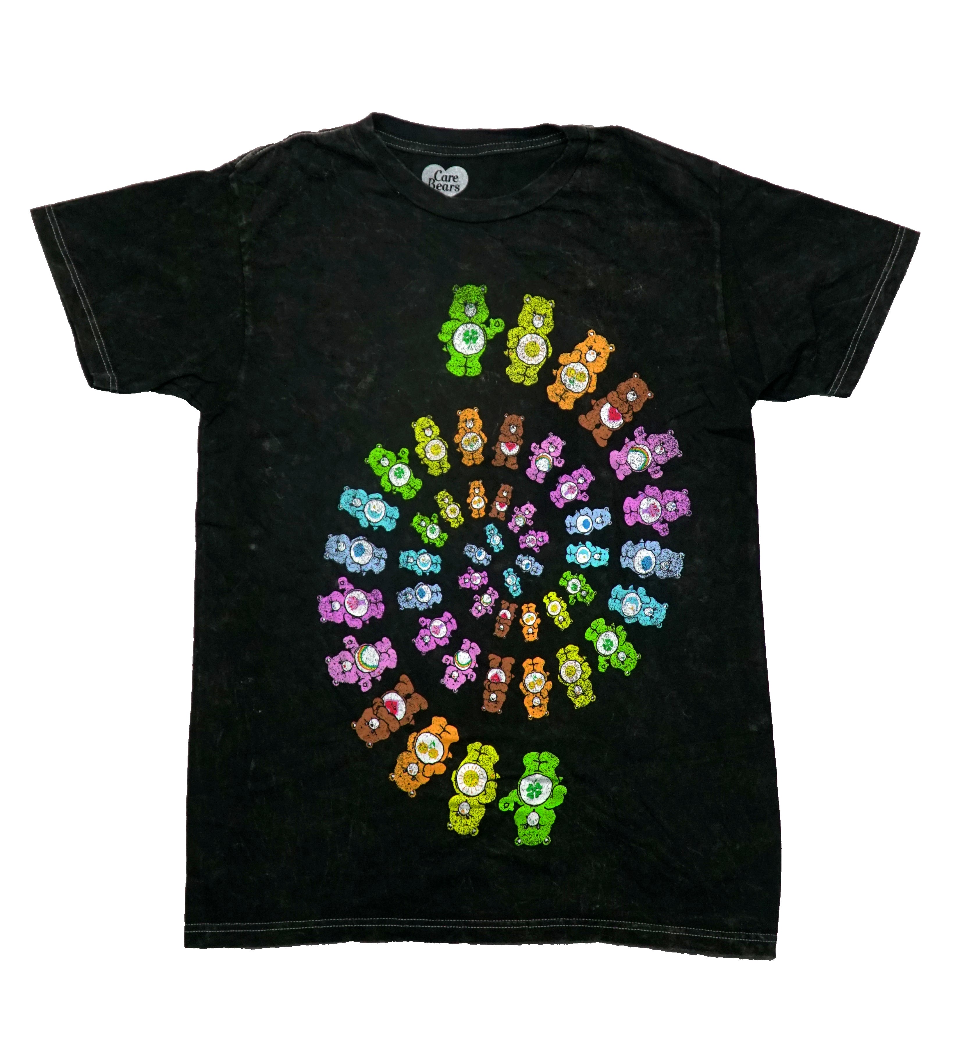 Care Bears Mens T-Shirt - Colorful Bears In Repeat Spiral Stone Washed Hoodie, Sweatshirt | CiraTrend.com