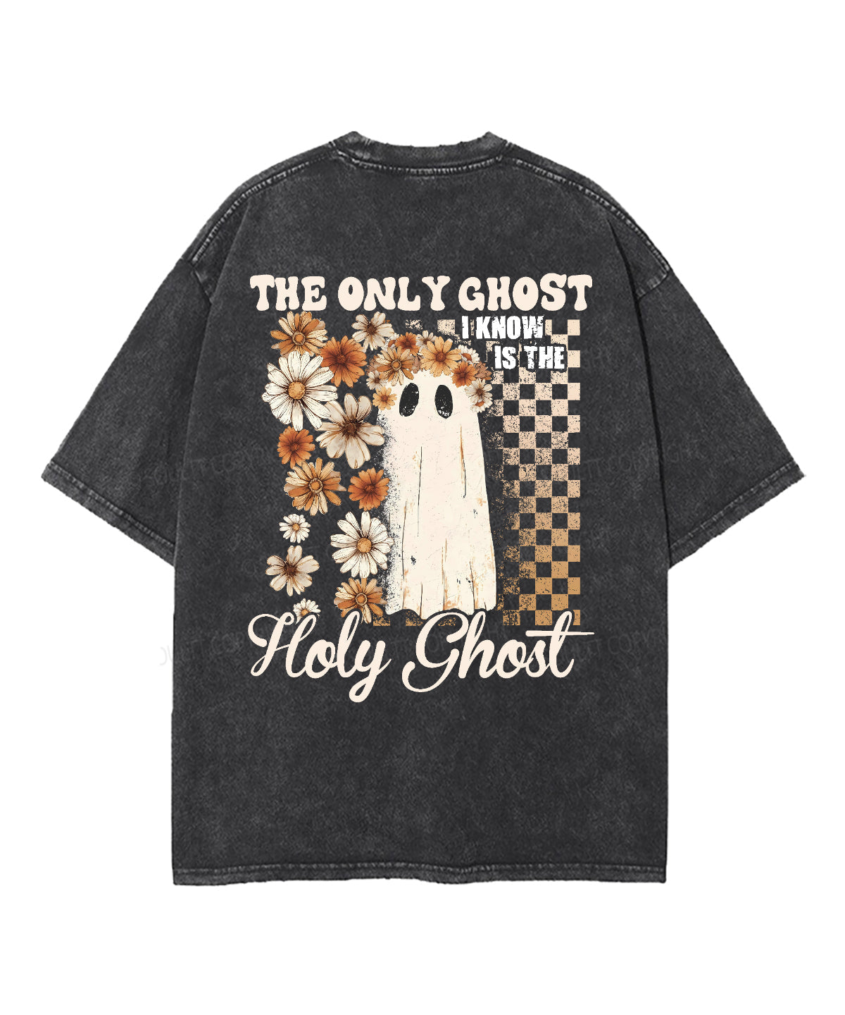The Only Ghost I Know Is The Holy Ghost Double Sided Unisex Washed Christian T-shirt Hoodie, Sweatshirt (Image 5)