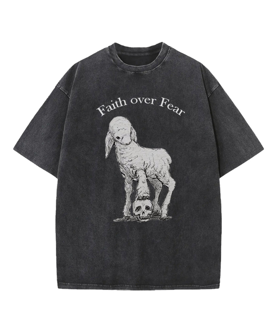 Faith Over Fear Washed Christian T-shirt Hoodie, Sweatshirt | CiraTrend.com (Image 1)