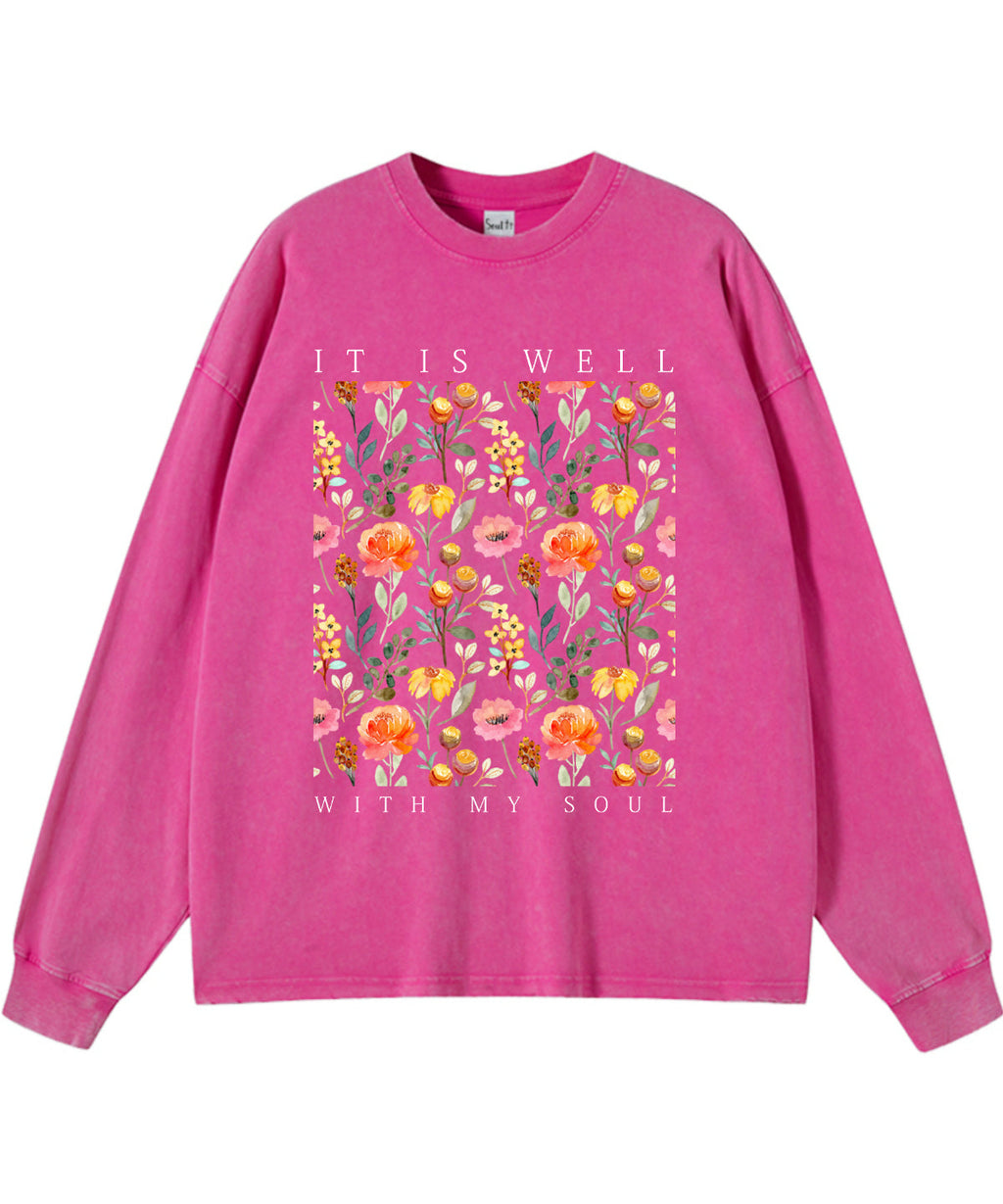 It Is Well With My Soul Washed Christian Long-sleeve T-shirt Hoodie, Sweatshirt | CiraTrend.com (Image 4)