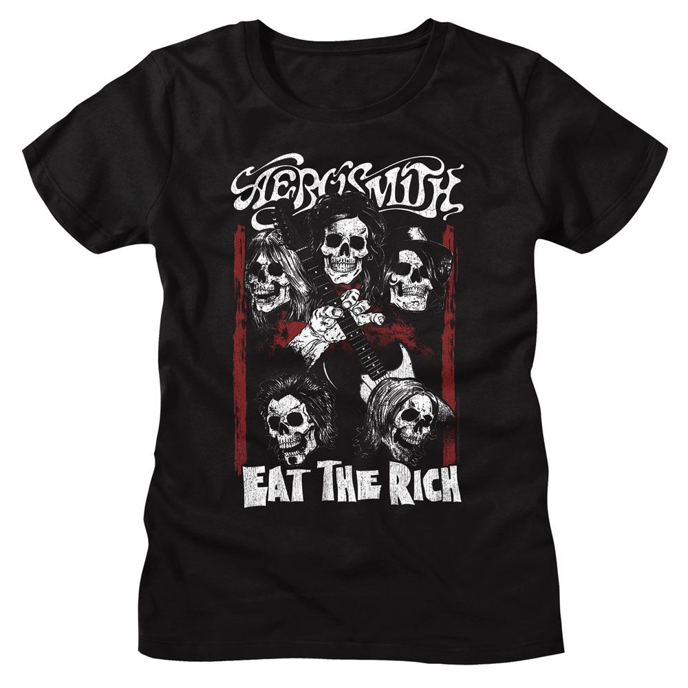 Aerosmith - Eat The Rich Skull Womens T-Shirt