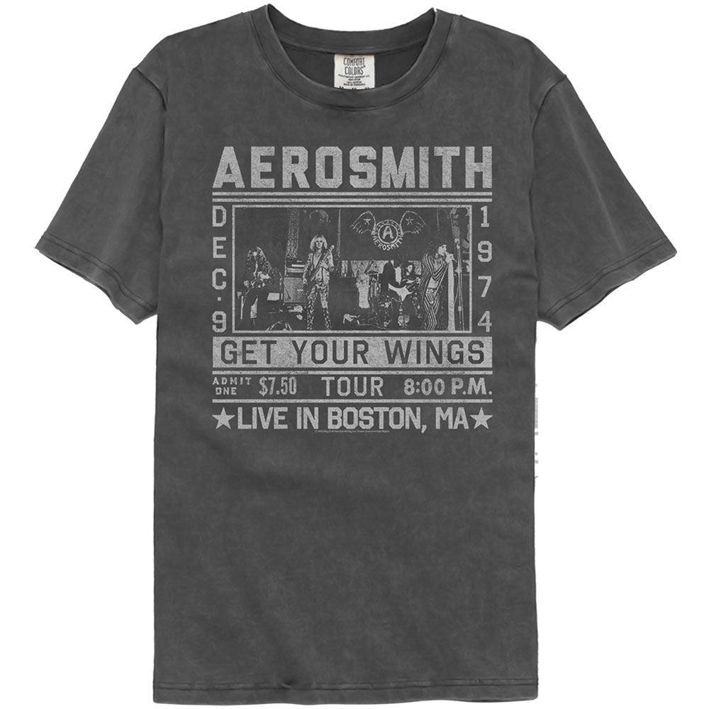Aerosmith - Wings Tour 74 Vintage Wash Black T-Shirt