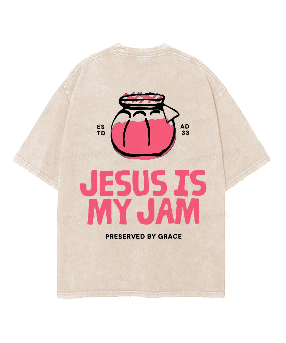 Jesus Is My Jam Double Sided Unisex Washed Christian T-shirt Hoodie, Sweatshirt | CiraTrend.com (Image 4)