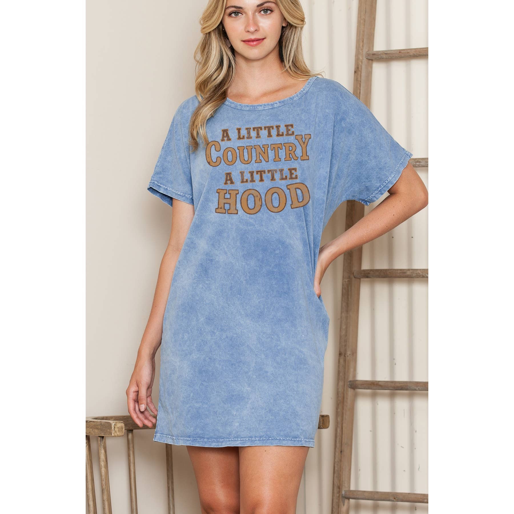 A Little Country A Little Hood - Mineral Wash Dress