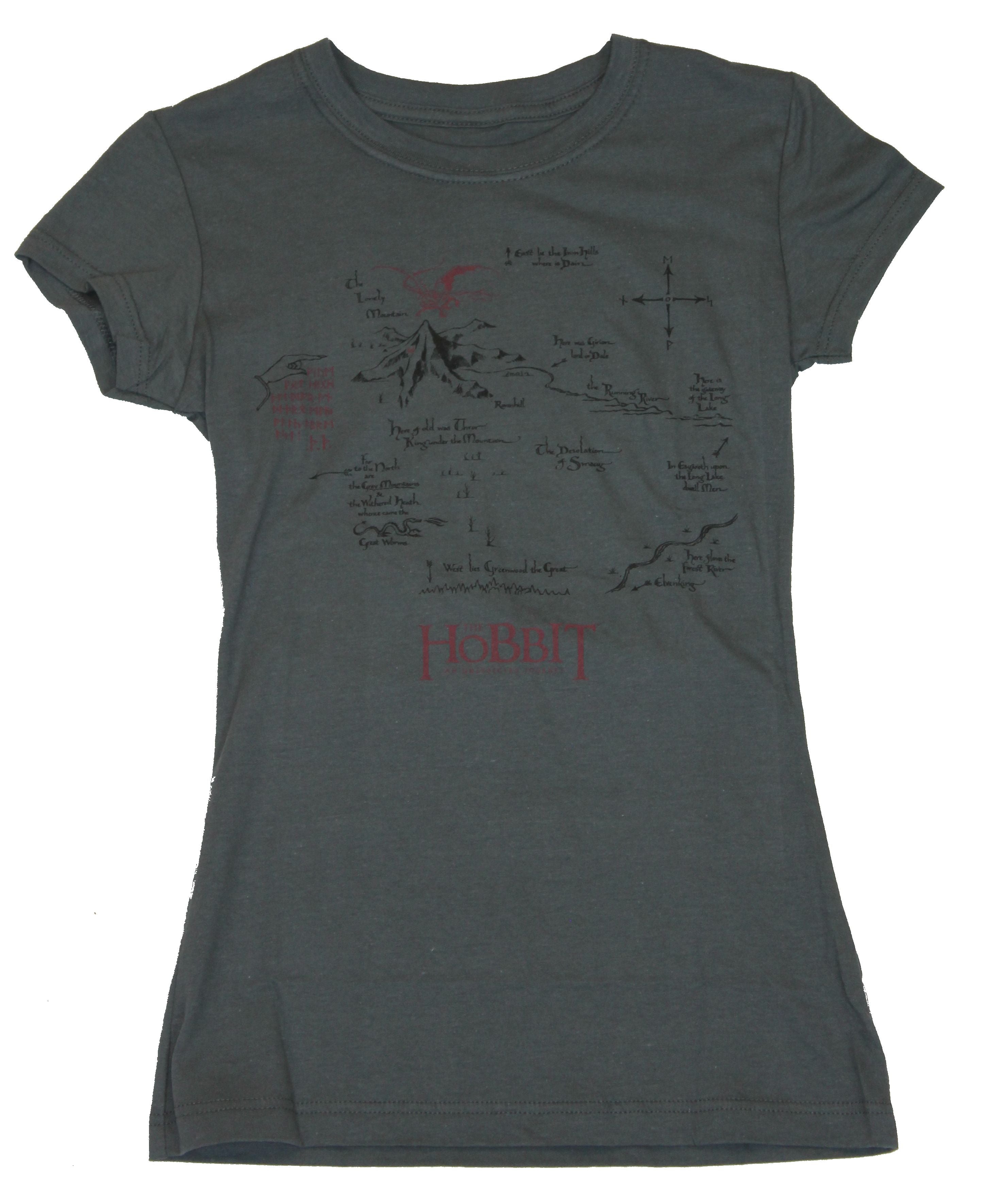 The Hobbit Girls Juniors T-Shirt - Thror's Map Classic Book Image Hoodie, Sweatshirt | CiraTrend.com