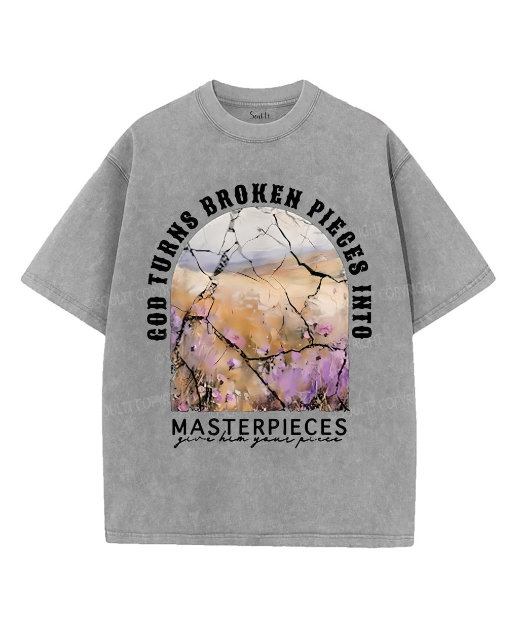 God Turns Broken Pieces Into Masterpieces Unisex Washed Christian T-shirt Hoodie, Sweatshirt | CiraTrend.com (Image 2)