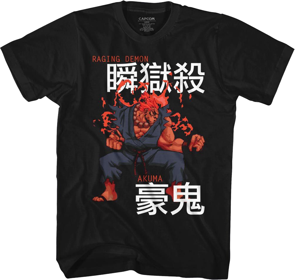 Akuma Japanese Text Street Fighter T-Shirt Hoodie, Sweatshirt | CiraTrend.com (Image 1)