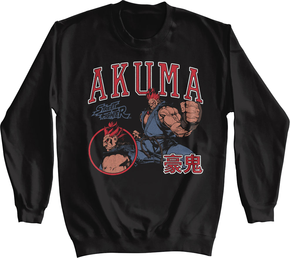 Akuma Varsity Collage Street Fighter Sweatshirt T-Shirts, Hoodie | CiraTrend.com (Image 1)