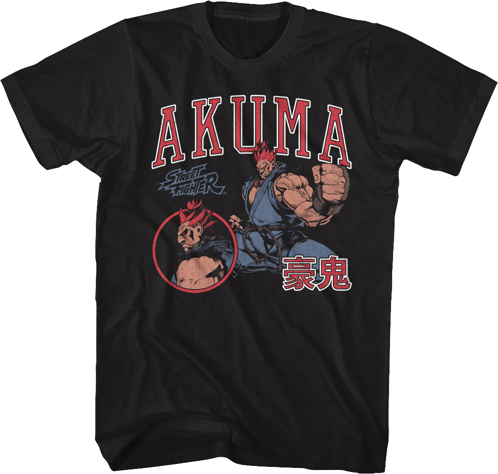 Akuma Varsity Collage Street Fighter T-Shirt Hoodie, Sweatshirt | CiraTrend.com (Image 1)