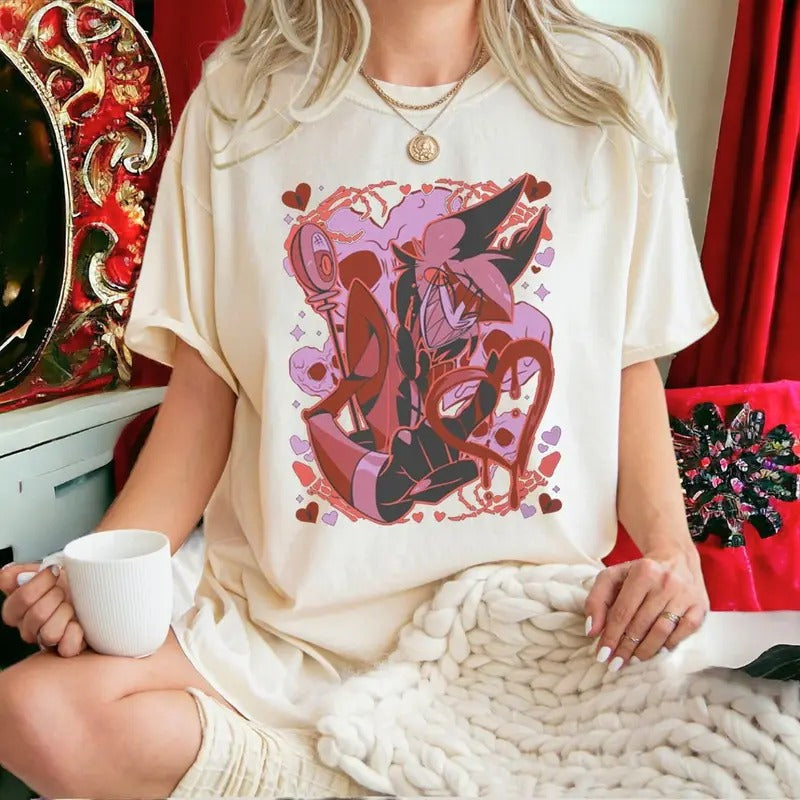 alastor smile shirt, merch hazbin hotel sweatshirt, angel dust fan art, Birthday gift for fan, alastor smile womenswear...