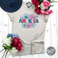 America Floral Heather Dust Short Sleeve Tee Shirt Hoodie, Sweatshirt | CiraTrend.com