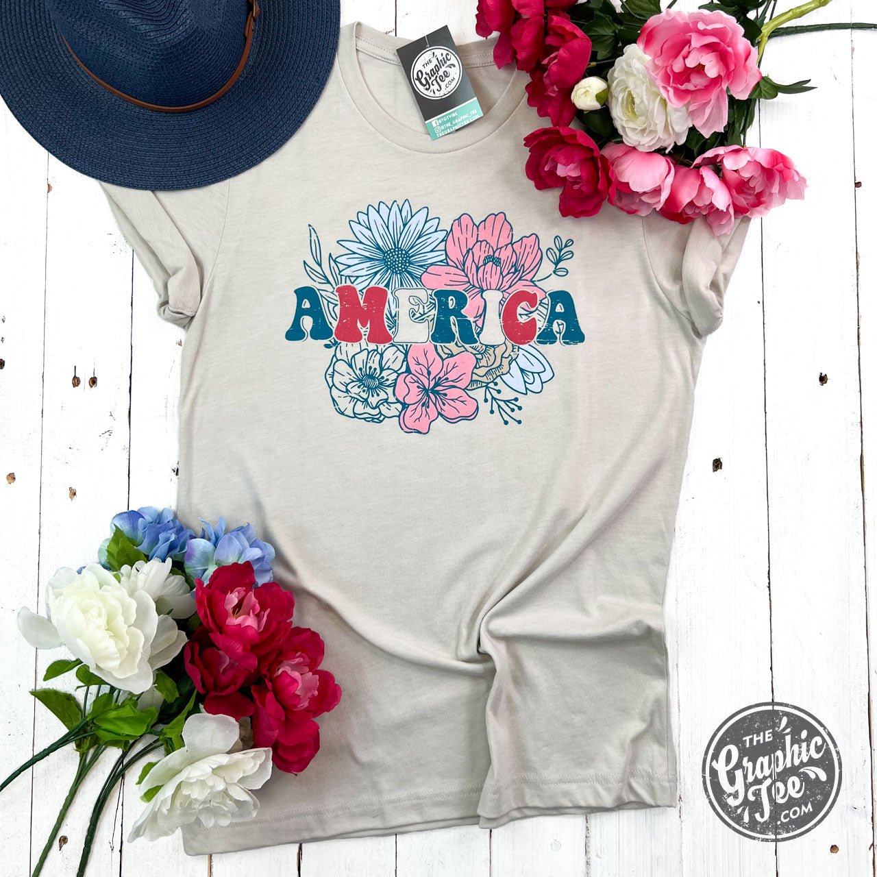 America Floral Heather Dust Short Sleeve Tee Shirt Hoodie, Sweatshirt | CiraTrend.com