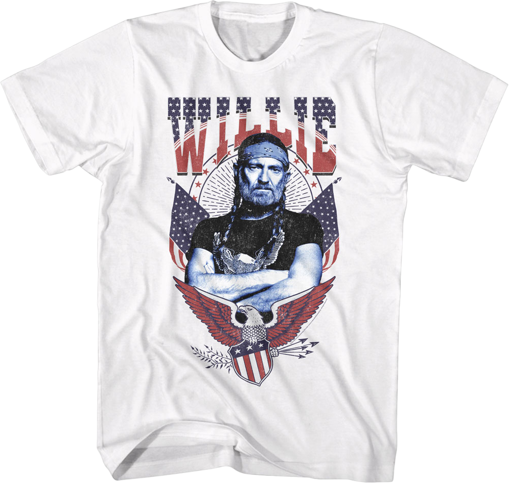 Americana Eagle Willie Nelson T-Shirt Hoodie, Sweatshirt | CiraTrend.com (Image 1)