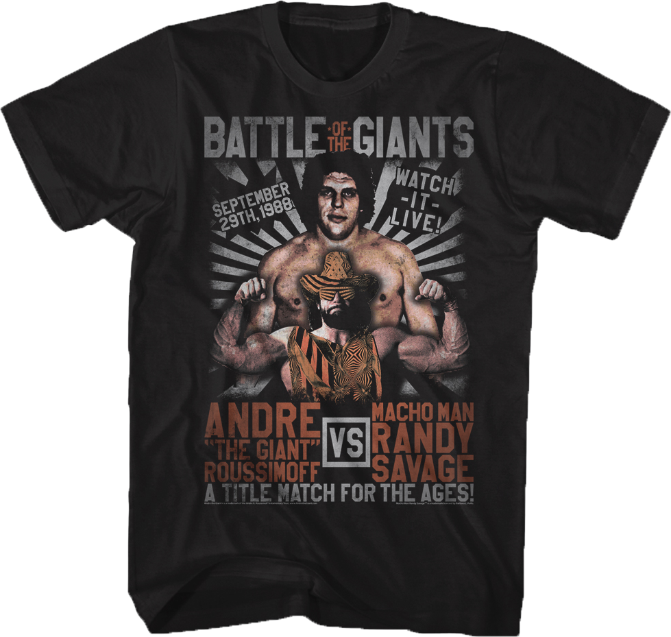Andre The Giant vs Macho Man Randy Savage T-Shirt Hoodie, Sweatshirt | CiraTrend.com (Image 1)