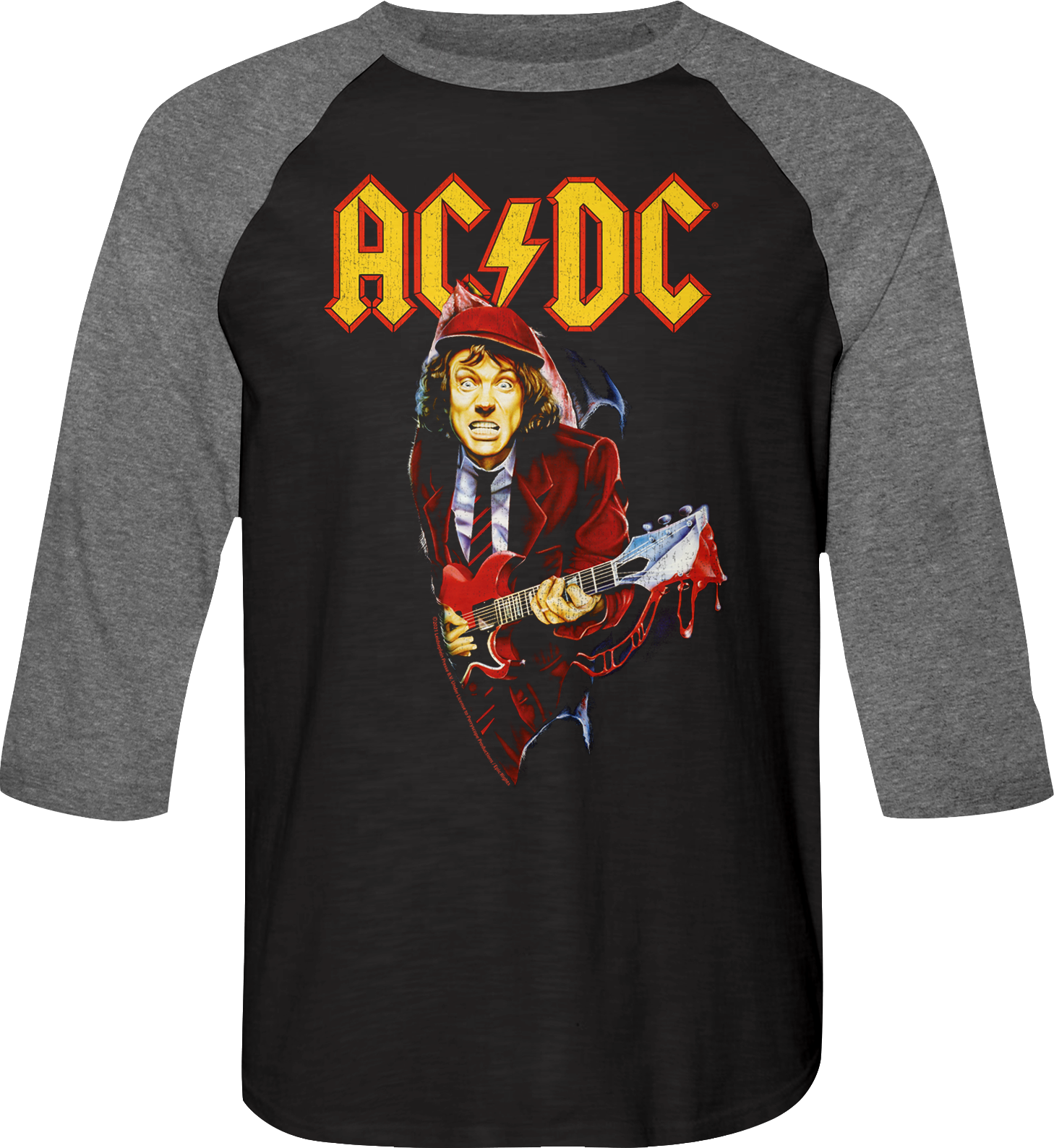 Angus Young Bloody Guitar ACDC Raglan Baseball Shirt Hoodie, Sweatshirt | CiraTrend.com (Image 1)