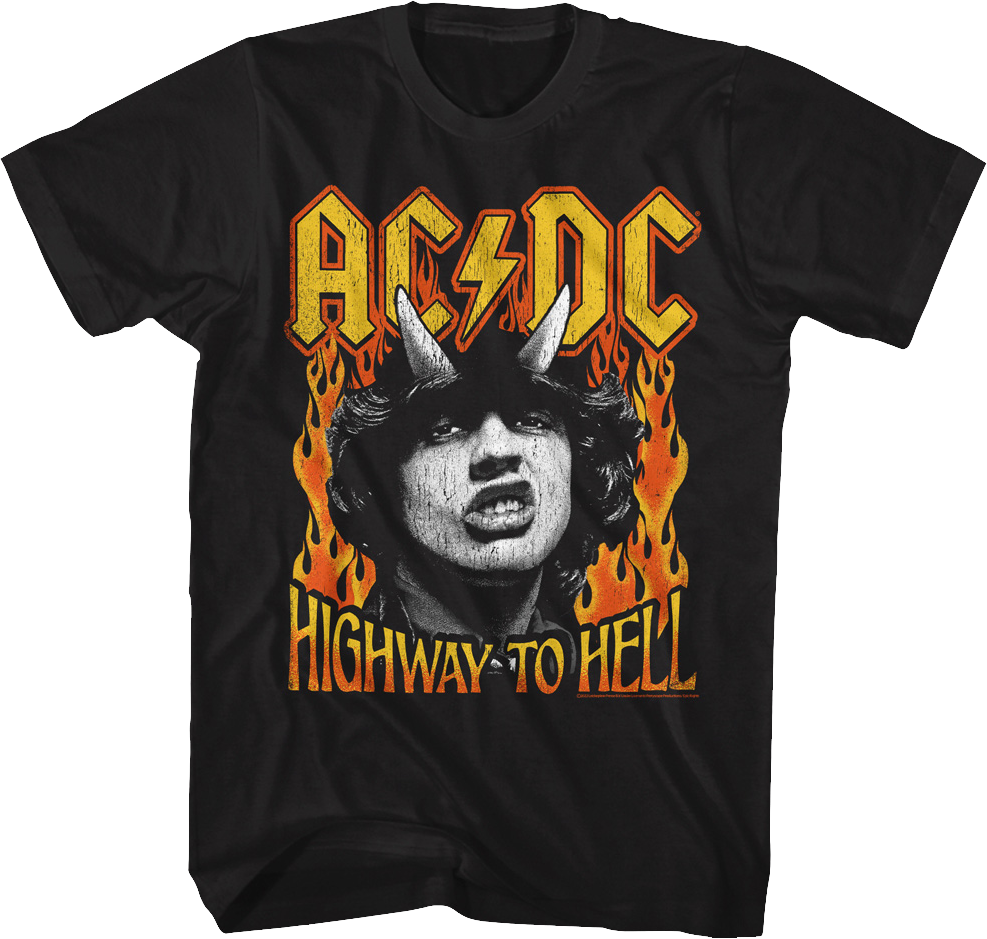 Angus Young Highway To Hell Flames ACDC Shirt Hoodie, Sweatshirt | CiraTrend.com (Image 1)