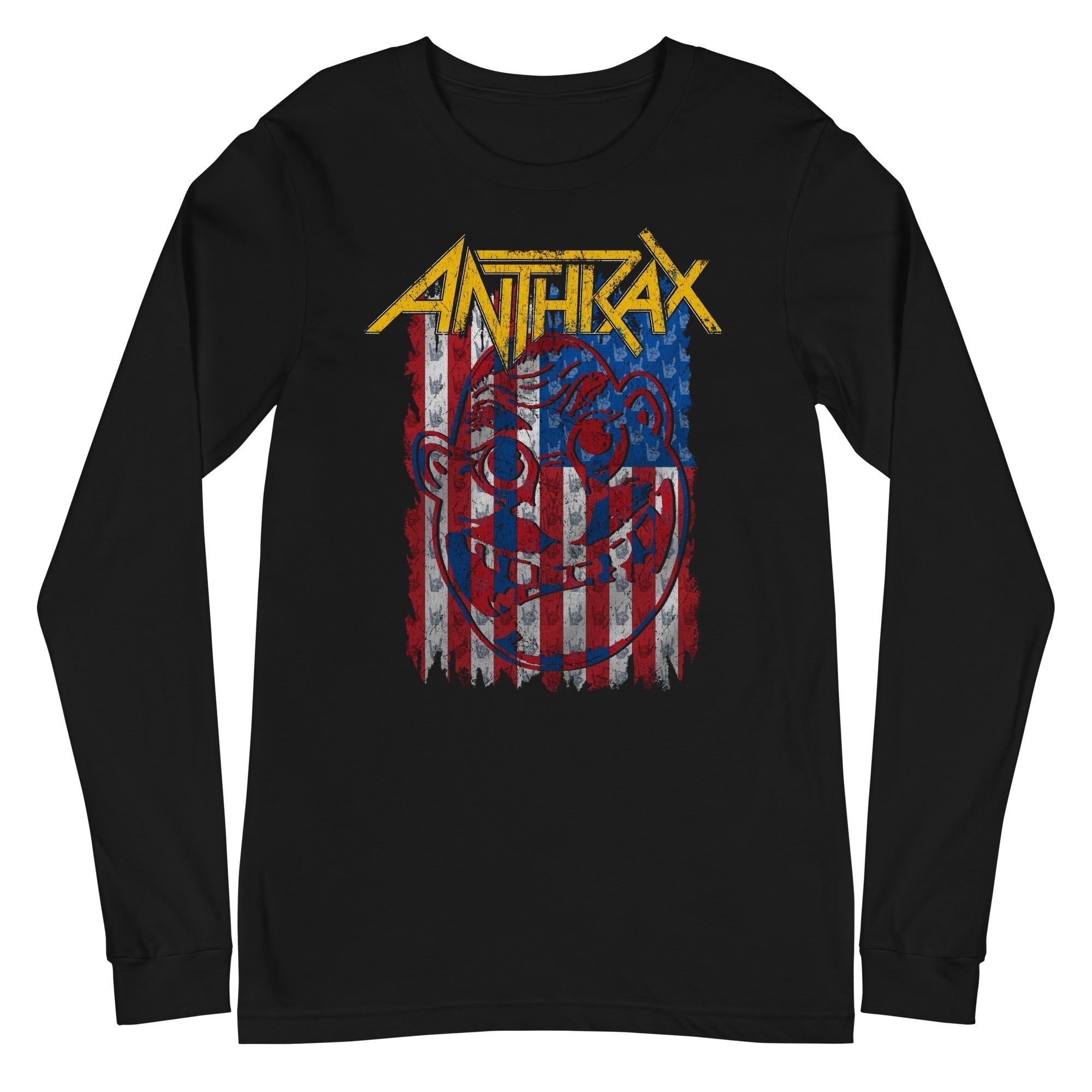 Anthrax American Flag Mens Long Sleeve T Shirt Black Hoodie, Sweatshirt | CiraTrend.com