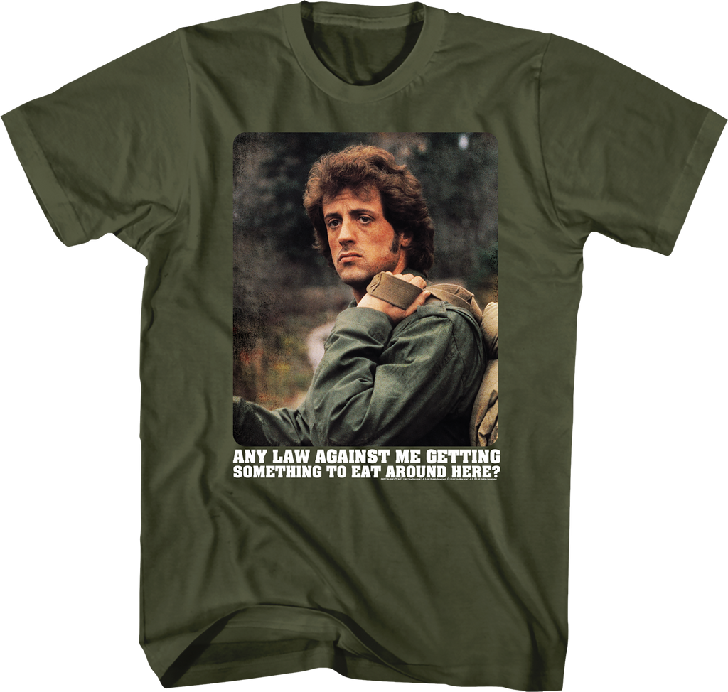 Any Law Against Me Getting Something To Eat Rambo T-Shirt Hoodie, Sweatshirt | CiraTrend.com (Image 1)