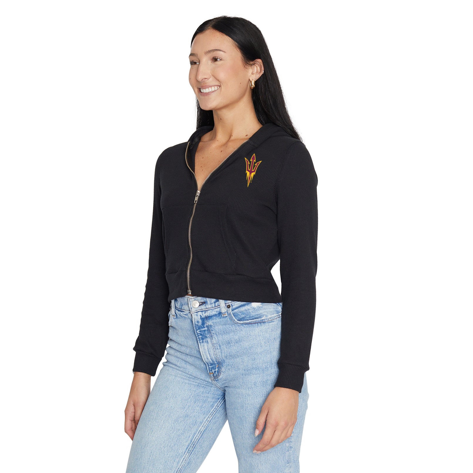 Arizona State ASU Waffle Knit Zip Up Womens Hoodie T-Shirts, Sweatshirt | CiraTrend.com (Image 4)