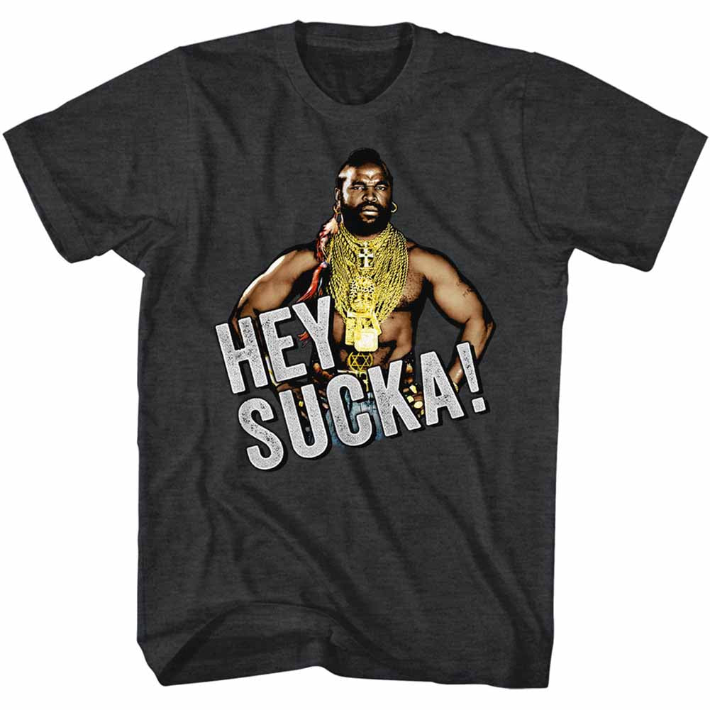 Mr. T Mens S/S T-Shirt - Hey Sucka - Heather Black Heather Hoodie, Sweatshirt | CiraTrend.com