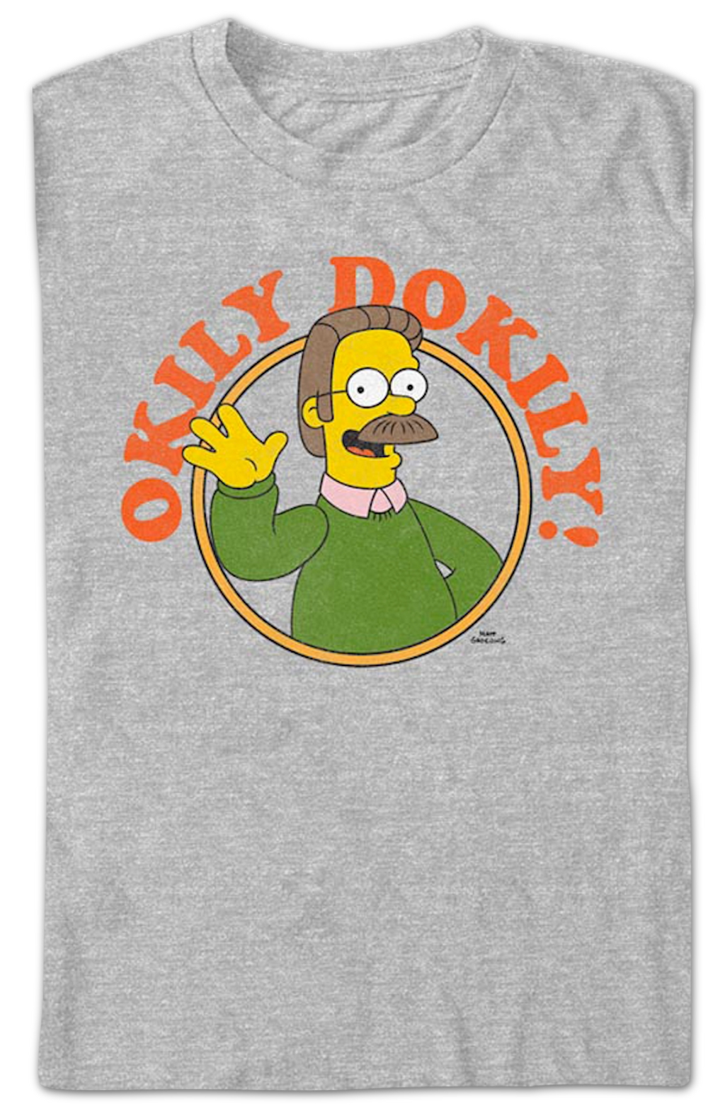 Athletic Heather Ned Flanders Okily Dokily Simpsons T-Shirt Hoodie, Sweatshirt | CiraTrend.com (Image 2)