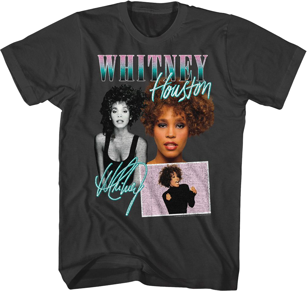 Autograph Collage Whitney Houston T-Shirt Hoodie, Sweatshirt | CiraTrend.com (Image 1)