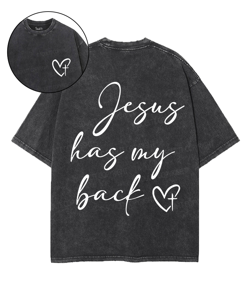 Jesus Has My Back Double Sided Unisex Washed Christian T-shirt Style002 Hoodie, Sweatshirt | CiraTrend.com (Image 1)