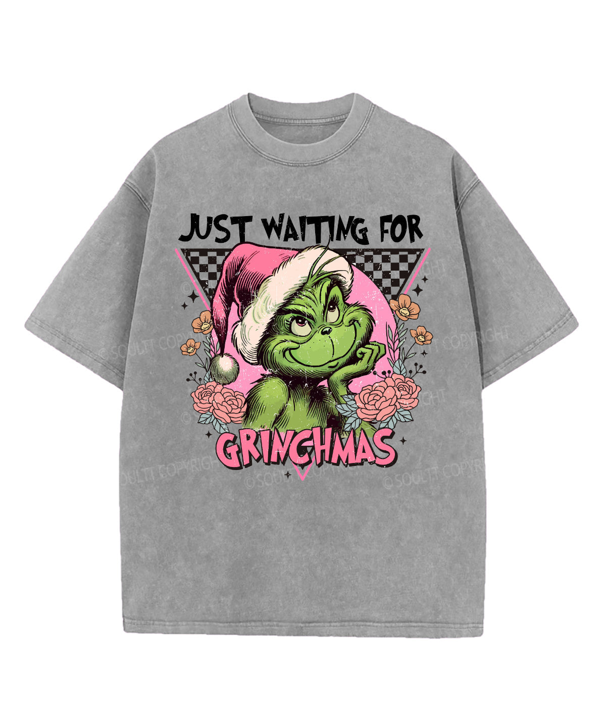 Just Waiting For Grinchmas Washed Christian T-shirt Hoodie, Sweatshirt | CiraTrend.com (Image 4)