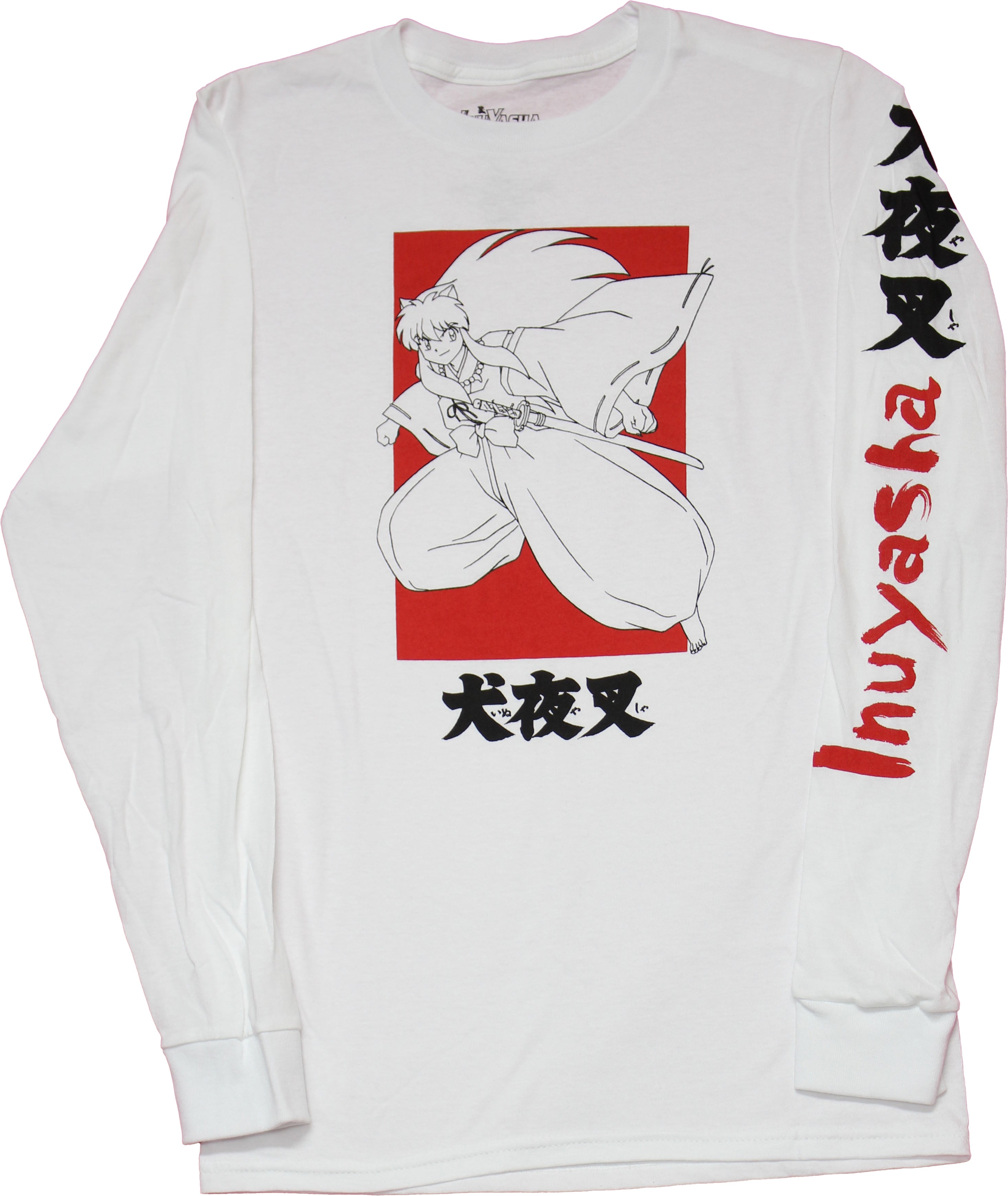 Inuyasha Mens Long Sleeve T-shirt - B & W Over  Box Kanji Sleeve Hoodie, Sweatshirt | CiraTrend.com
