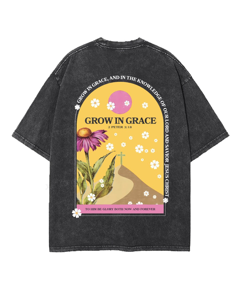 Grow In Grace Double Sided Unisex Washed Christian T-shirt Hoodie, Sweatshirt | CiraTrend.com (Image 3)