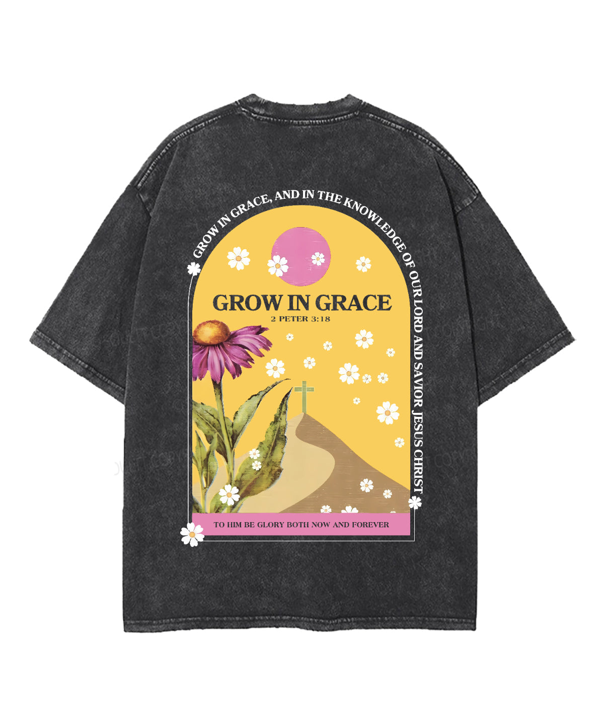 Grow In Grace Double Sided Unisex Washed Christian T-shirt Hoodie, Sweatshirt | CiraTrend.com (Image 3)
