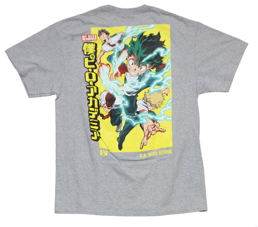 My Hero Academia Mens T-Shirt - UA Logo Lapel Giant Deku Electrified Attack Back Hoodie, Sweatshirt | CiraTrend.com (Image 2)