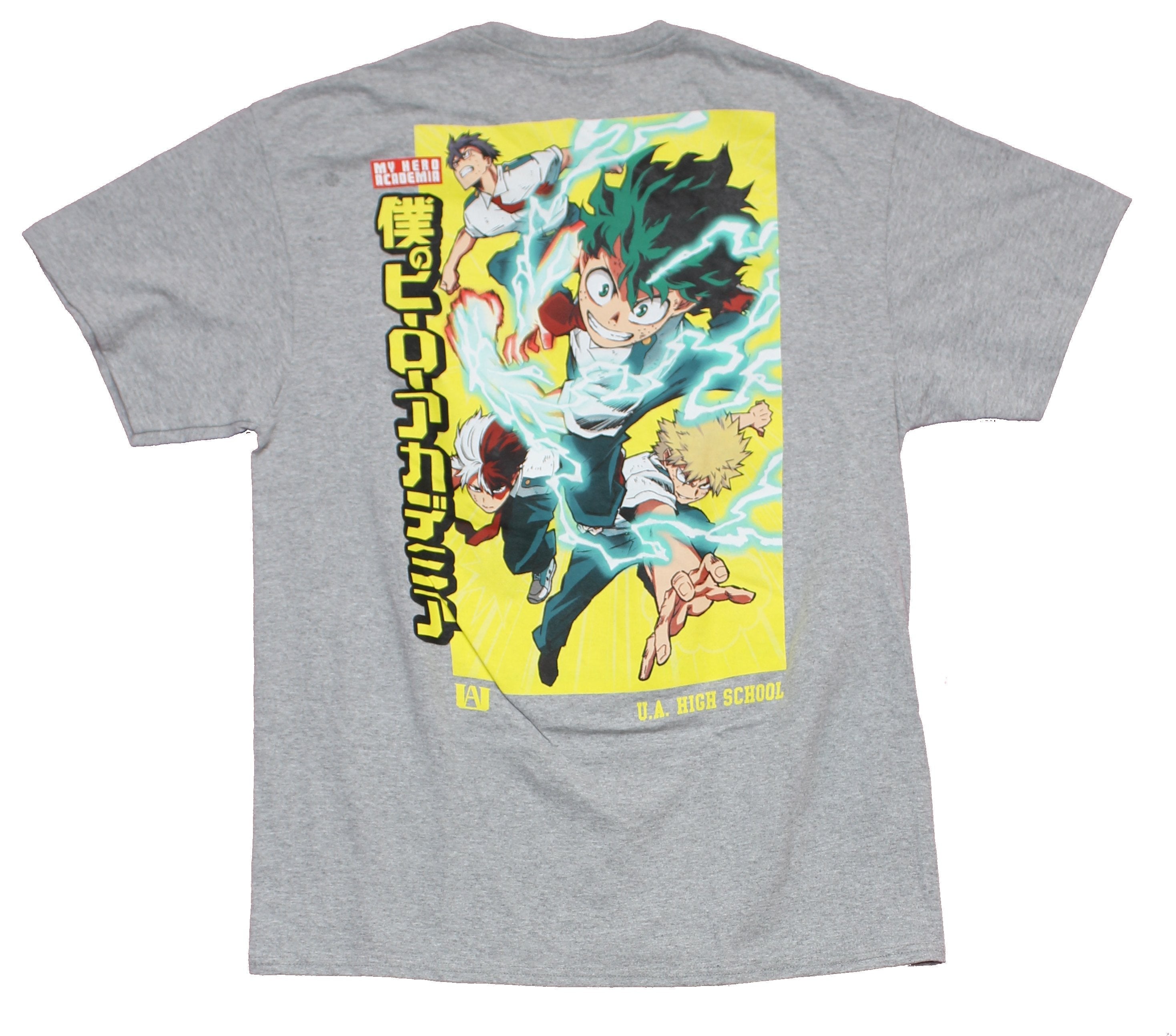 My Hero Academia Mens T-Shirt - UA Logo Lapel Giant Deku Electrified Attack Back Hoodie, Sweatshirt | CiraTrend.com (Image 2)