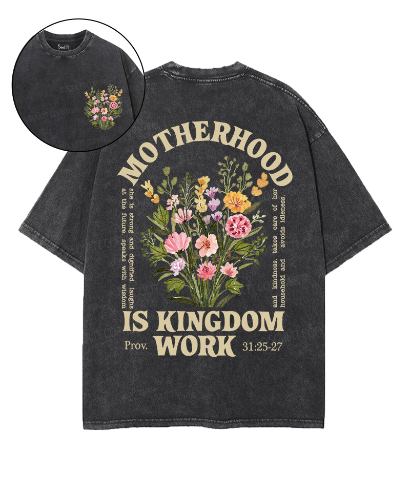 Motherhood Is Kingdom Work Double Sided Unisex Washed Christian T-shirt Style013 Hoodie, Sweatshirt | CiraTrend.com (Image 1)