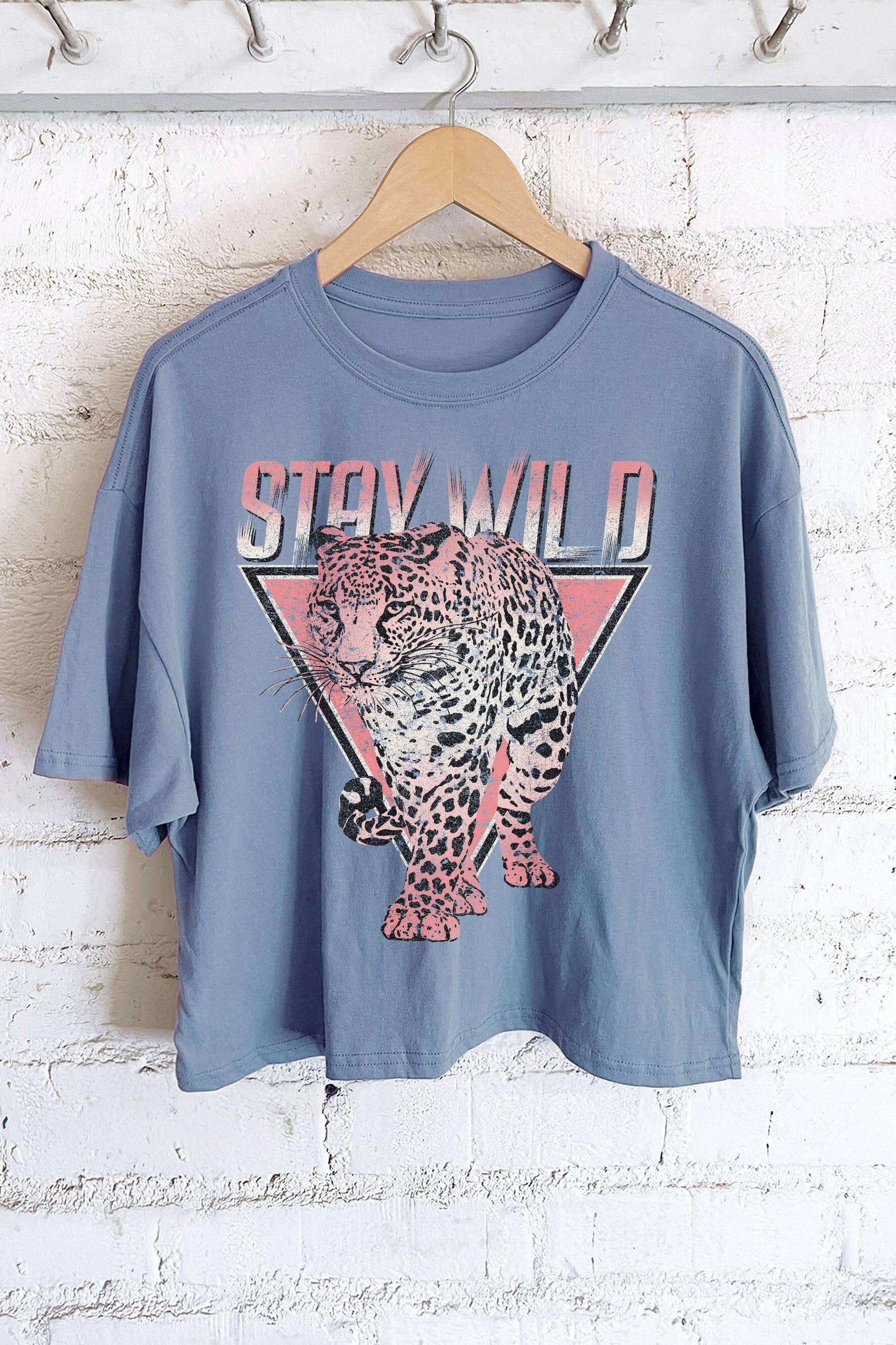 Stay Wild Leopard Graphic Crop Top