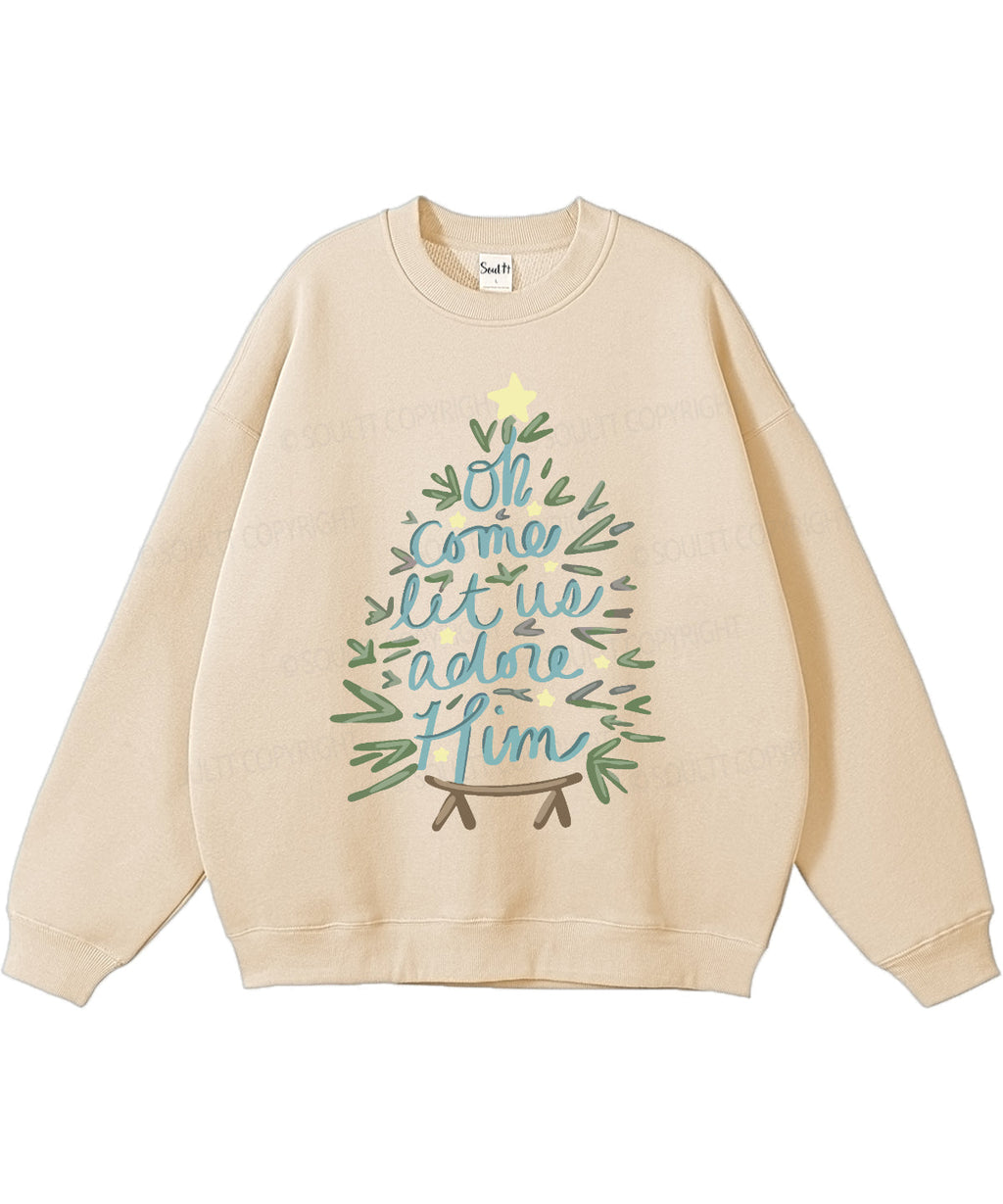 Oh Come Let Us Adore Him Cotton Christian Sweatshirt T-Shirts, Hoodie | CiraTrend.com (Image 3)