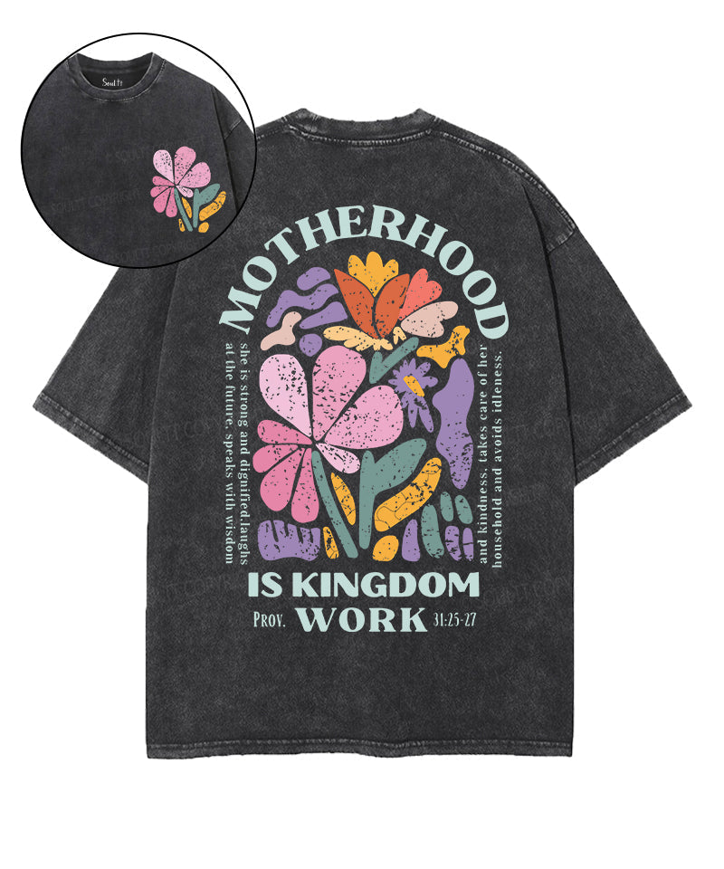 Motherhood Is Kingdom Work Double Sided Unisex Washed Christian T-shirt Style015 Hoodie, Sweatshirt | CiraTrend.com (Image 1)
