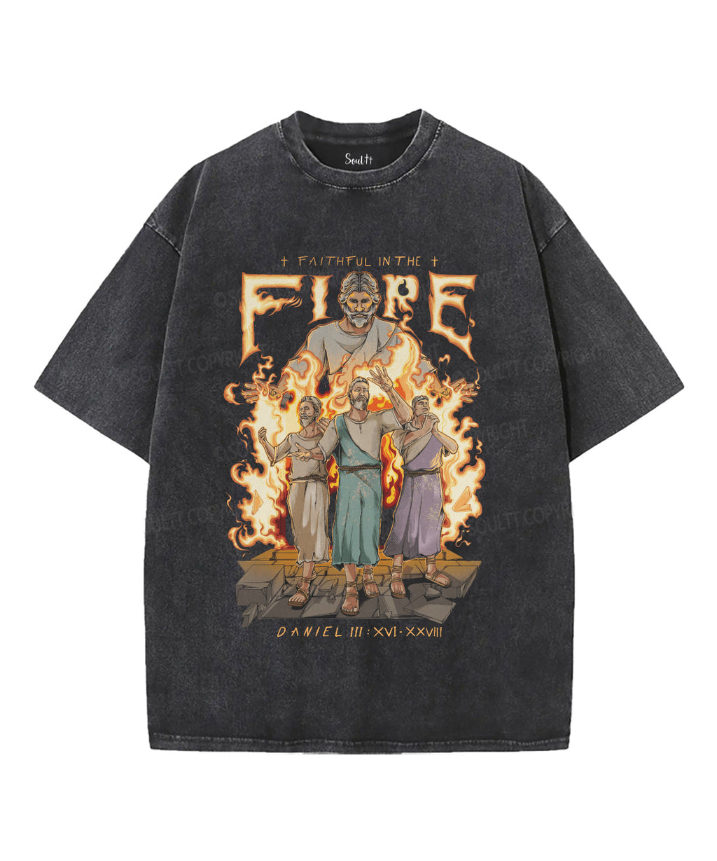Faithfu In The Fire Washed Christian T-shirt Hoodie, Sweatshirt | CiraTrend.com (Image 1)